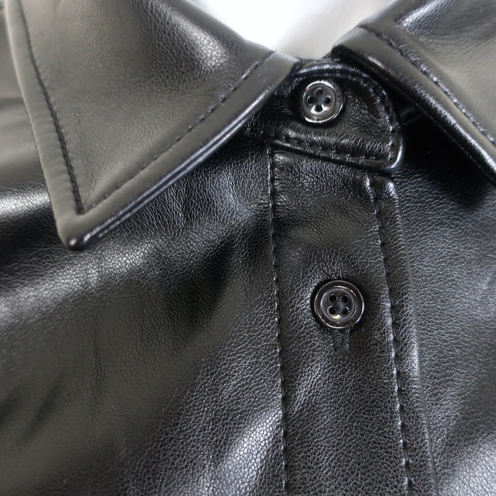 Jonathan Simkhai Soiele Faux Leather Mini Shirtdress Black Size 6