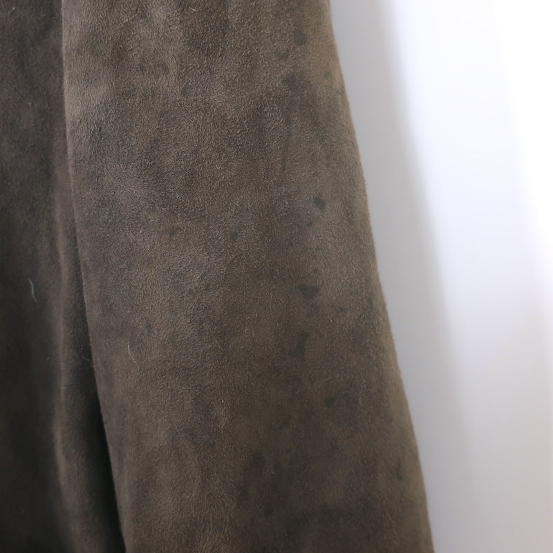 Miu Miu Shearling Hooded Coat Dark Brown Suede Size 54