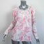 LoveShackFancy Lace-Trim Top Broadway White/Pink Floral Print Cotton Size Small