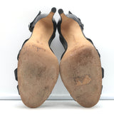 Manolo Blahnik Buckled Strappy Sandals Black Leather Size 36.5 Open Toe Heels