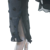 See by Chloe Swiss Dot-Embroidered Ruffled High Neck Blouse Navy Crepe Size 40