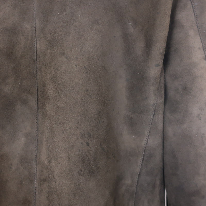 Miu Miu Shearling Hooded Coat Dark Brown Suede Size 54