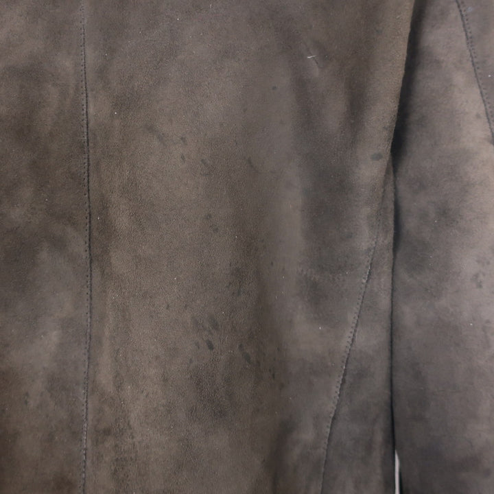 Miu Miu Shearling Hooded Coat Dark Brown Suede Size 54