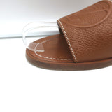 Louis Vuitton Lock It Flat Mules Brown Leather Size 37 Open Toe Sandals