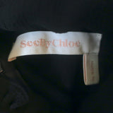 See by Chloe Swiss Dot-Embroidered Ruffled High Neck Blouse Navy Crepe Size 40