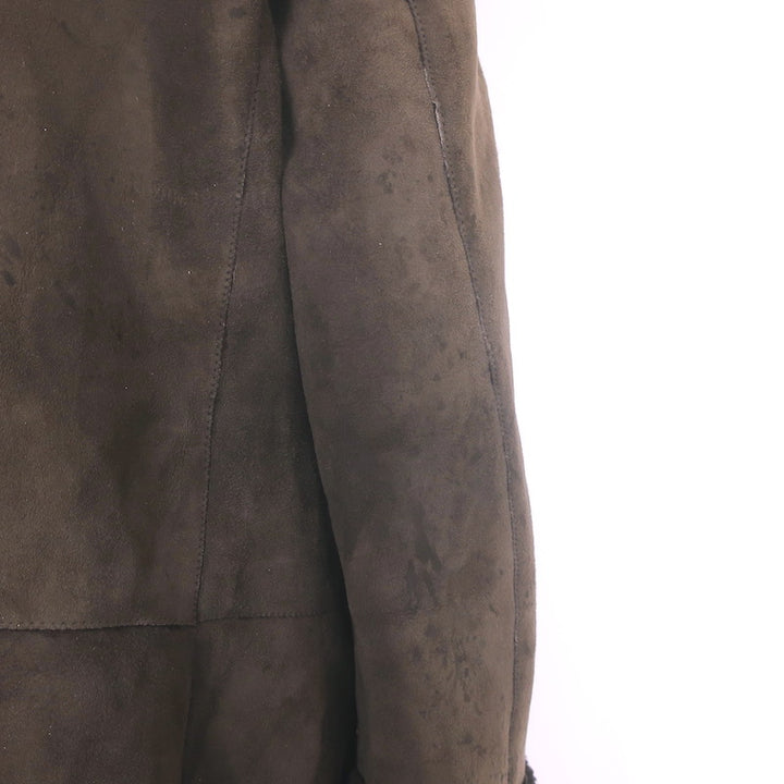 Miu Miu Shearling Hooded Coat Dark Brown Suede Size 54