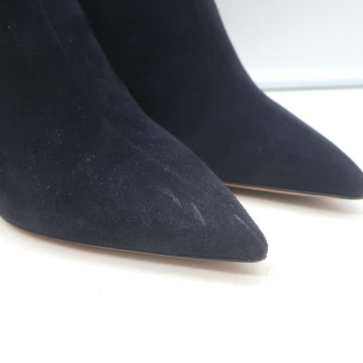 Christian Dior La Belle D Bow Ankle Boots Black Suede Size 35.5