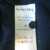 See by Chloe Swiss Dot-Embroidered Ruffled High Neck Blouse Navy Crepe Size 40