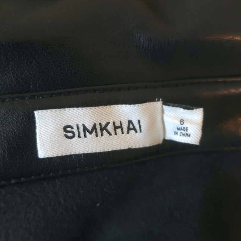 Jonathan Simkhai Soiele Faux Leather Mini Shirtdress Black Size 6