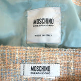 Moschino Cheap and Chic Skirt Suit Beige/Blue Ruffle-Trim Tweed Size 0