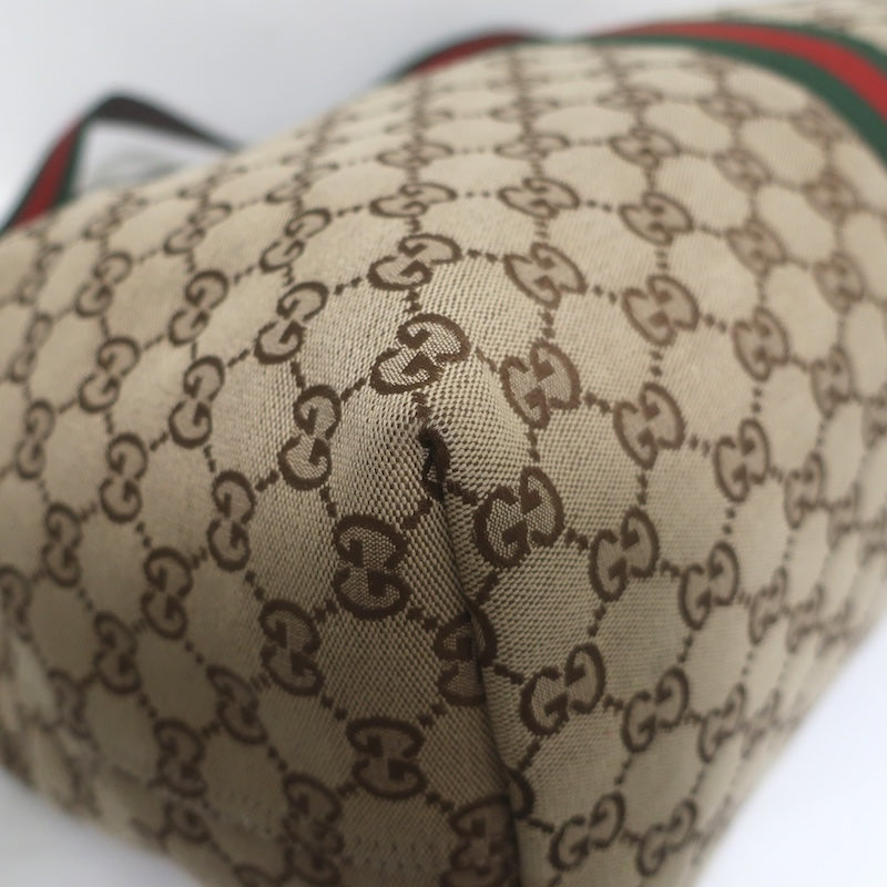 Gucci Giglio GG Monogram Canvas Web Large Hobo Bag Beige