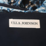 Ulla Johnson Adora Crisscross Midi Dress Blue Printed Metallic Fil Coupe Size 8