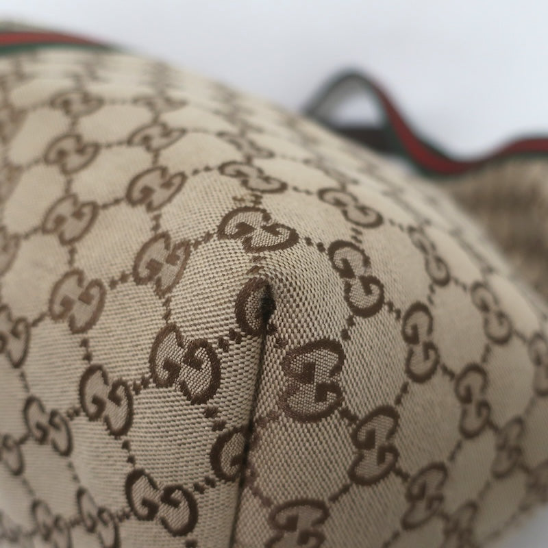 Gucci Giglio GG Monogram Canvas Web Large Hobo Bag Beige