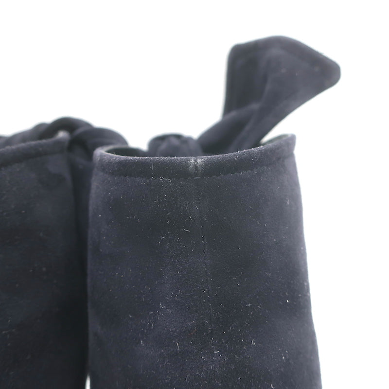 Christian Dior La Belle D Bow Ankle Boots Black Suede Size 35.5
