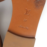Louis Vuitton Lock It Flat Mules Brown Leather Size 37 Open Toe Sandals