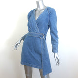 Jonathan Simkhai Denim Mini Wrap Dress Blue Stretch Cotton Size 4