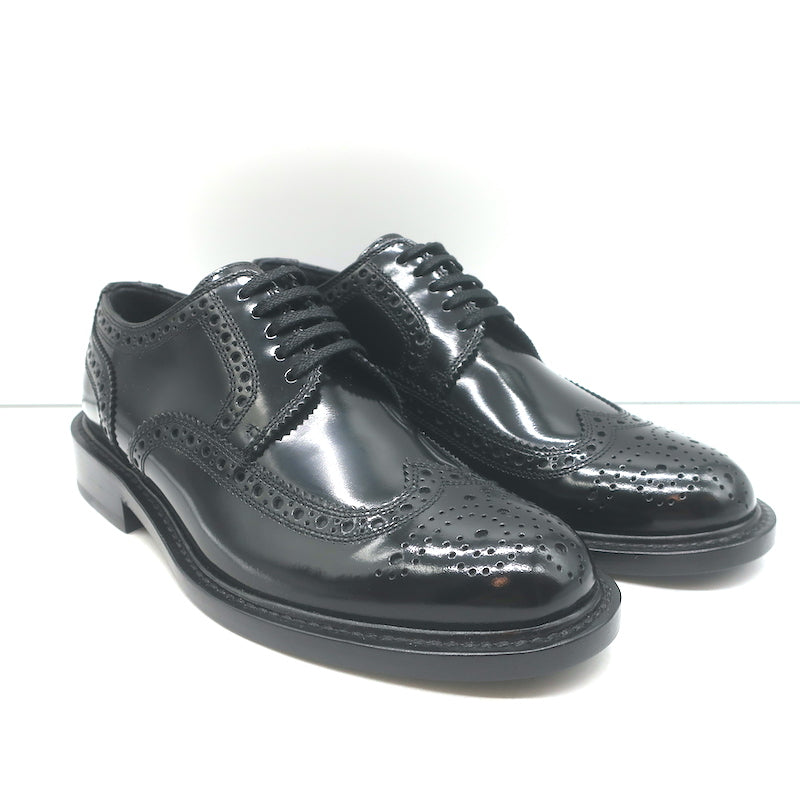 Saint Laurent Army 20 Wingtip Derby Shoes Black Polished Leather Size 36.5 NEW