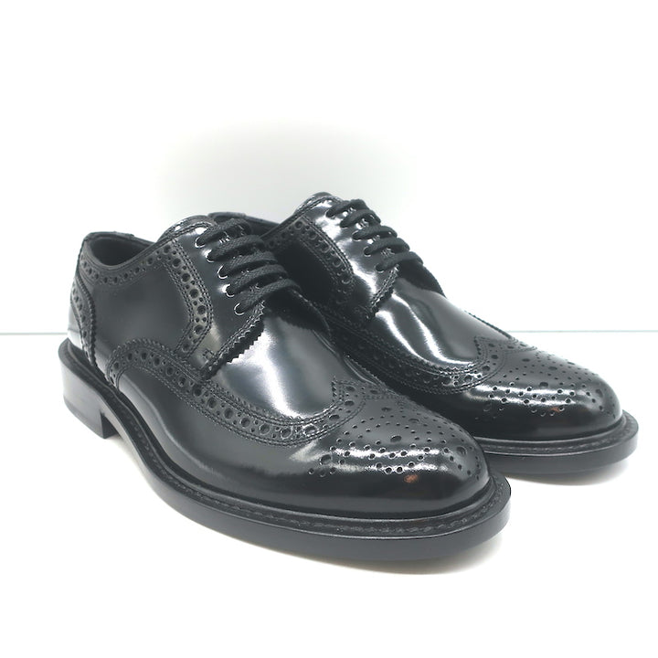Saint Laurent Army 20 Wingtip Derby Shoes Black Polished Leather Size 36.5 NEW