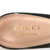 Gucci Signoria Logo Chain Slingback Pumps Black Patent Leather Size 38.5 NEW