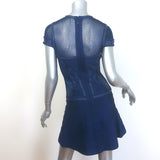 Herve Leger Snake-Embossed Leather & Mesh Bandage Dress Navy Size Medium