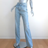 Saint Laurent High-Rise Straight Leg Jeans Light Blue Size 28