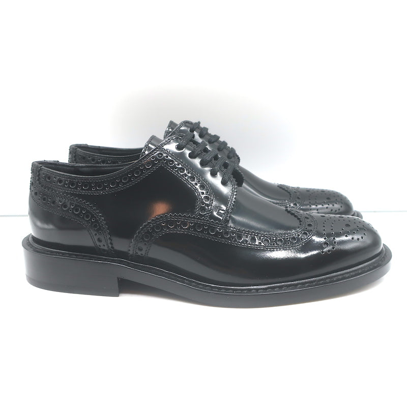 Saint Laurent Army 20 Wingtip Derby Shoes Black Polished Leather Size 36.5 NEW