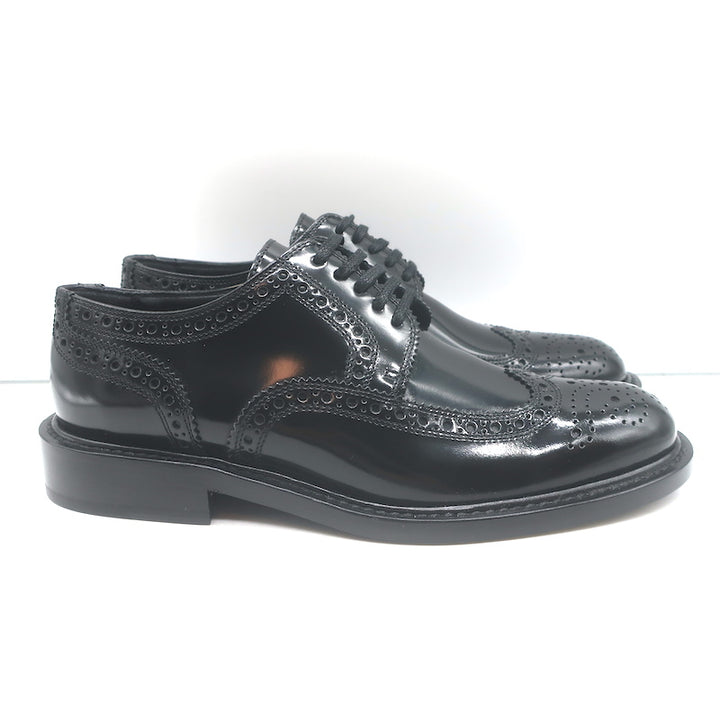 Saint Laurent Army 20 Wingtip Derby Shoes Black Polished Leather Size 36.5 NEW