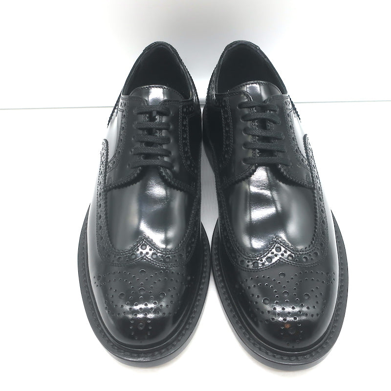 Saint Laurent Army 20 Wingtip Derby Shoes Black Polished Leather Size 36.5 NEW
