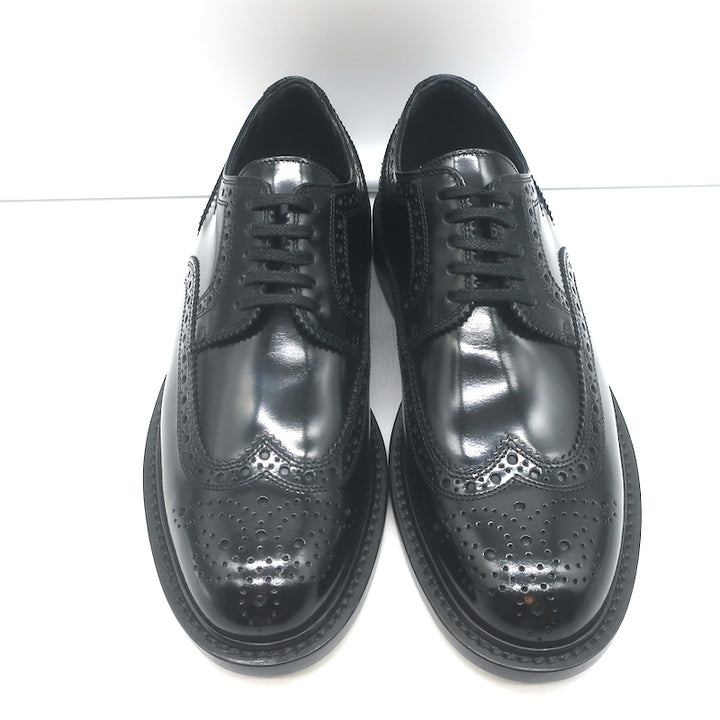 Saint Laurent Army 20 Wingtip Derby Shoes Black Polished Leather Size 36.5 NEW