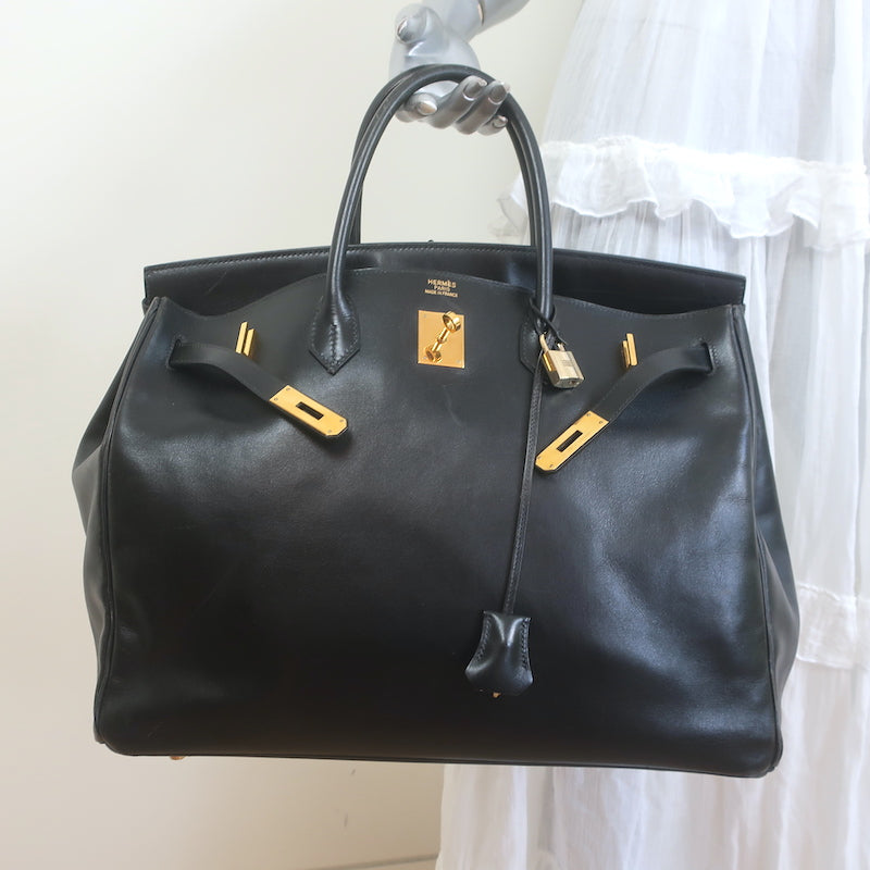 Hermes 2004 Birkin 40 Black Box Leather Gold Hardware