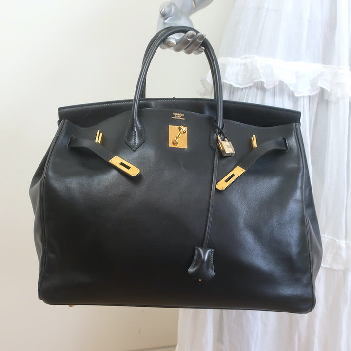 Hermes 2004 Birkin 40 Black Box Leather Gold Hardware
