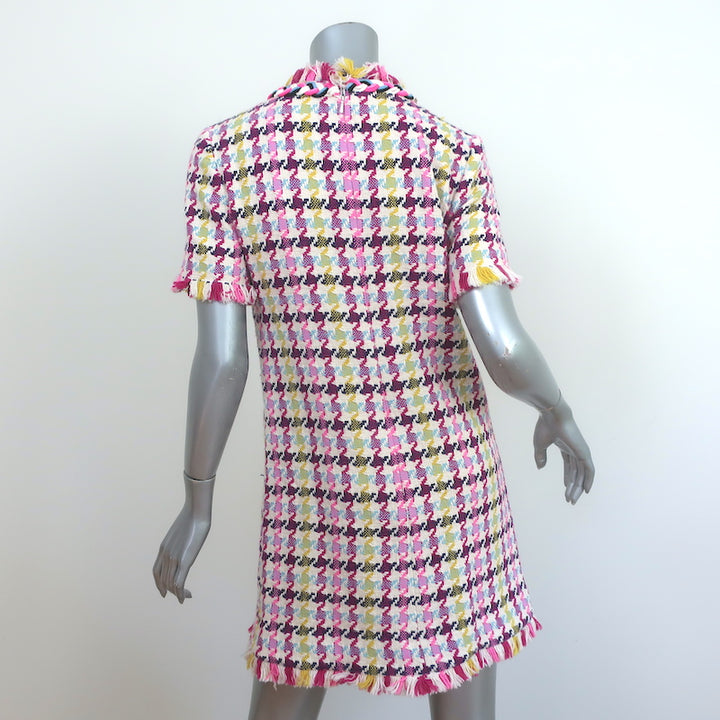 Oscar de la Renta Tweed Mini Shift Dress White/Multi Cotton-Wool Size 2 NEW