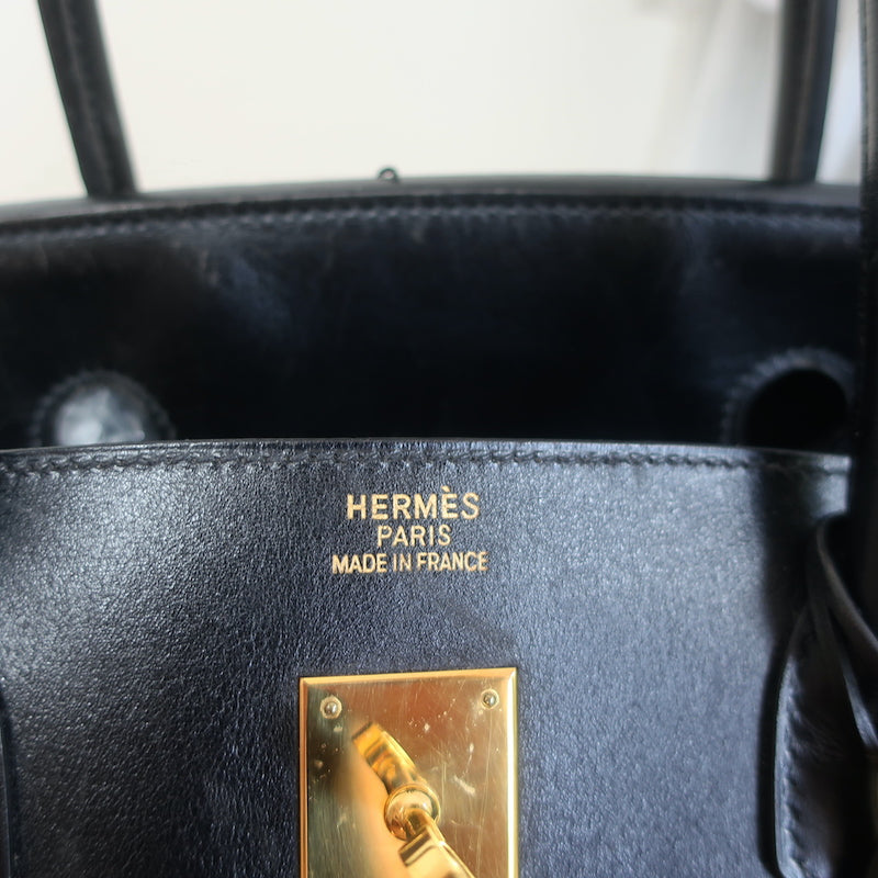 Hermes 2004 Birkin 40 Black Box Leather Gold Hardware