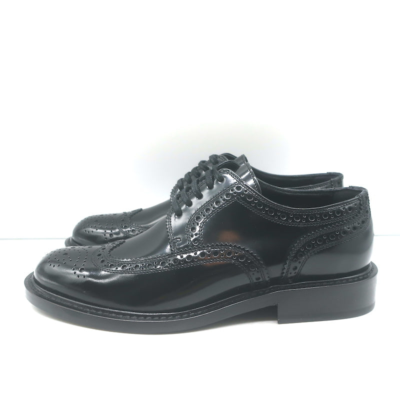 Saint Laurent Army 20 Wingtip Derby Shoes Black Polished Leather Size 36.5 NEW