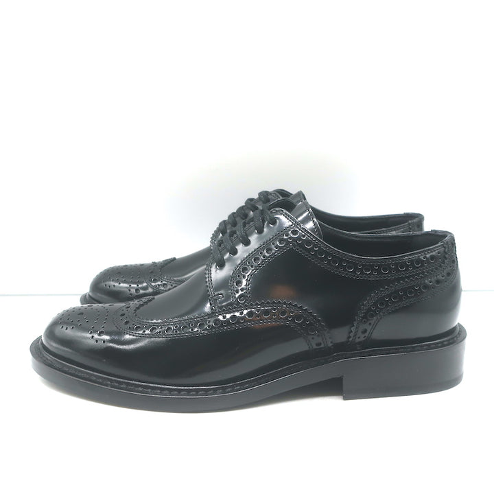 Saint Laurent Army 20 Wingtip Derby Shoes Black Polished Leather Size 36.5 NEW