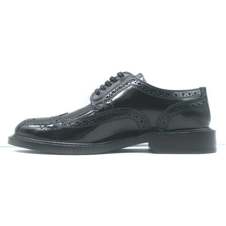Saint Laurent Army 20 Wingtip Derby Shoes Black Polished Leather Size 36.5 NEW