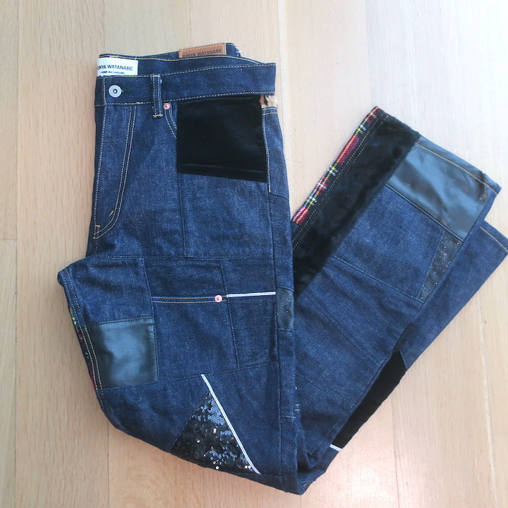 Junya Watanabe Comme des Garcons Patchwork Jeans Indigo Denim Size Large