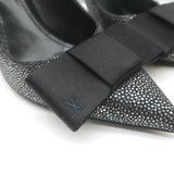Louis Vuitton Lipstick Bow Pumps Black/Silver Galuchat Leather & Satin Size 37.5