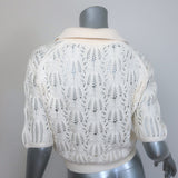 Helmut Lang Taylor Cropped Crochet Knit Sweater Cream Cotton Size Small