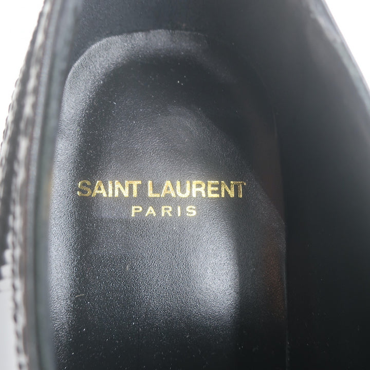 Saint Laurent Army 20 Wingtip Derby Shoes Black Polished Leather Size 36.5 NEW