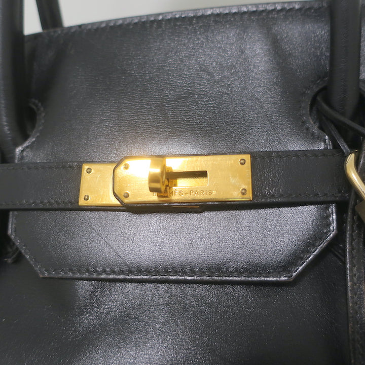 Hermes 2004 Birkin 40 Black Box Leather Gold Hardware