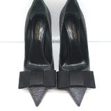 Louis Vuitton Lipstick Bow Pumps Black/Silver Galuchat Leather & Satin Size 37.5