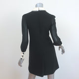 Miu Miu Sequin-Embellished Mini Dress Black Crepe & Chiffon Size 38 Long Sleeve