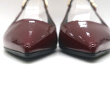 Gucci Signoria Logo Chain Slingback Pumps Burgundy Patent Leather Size 38.5 NEW