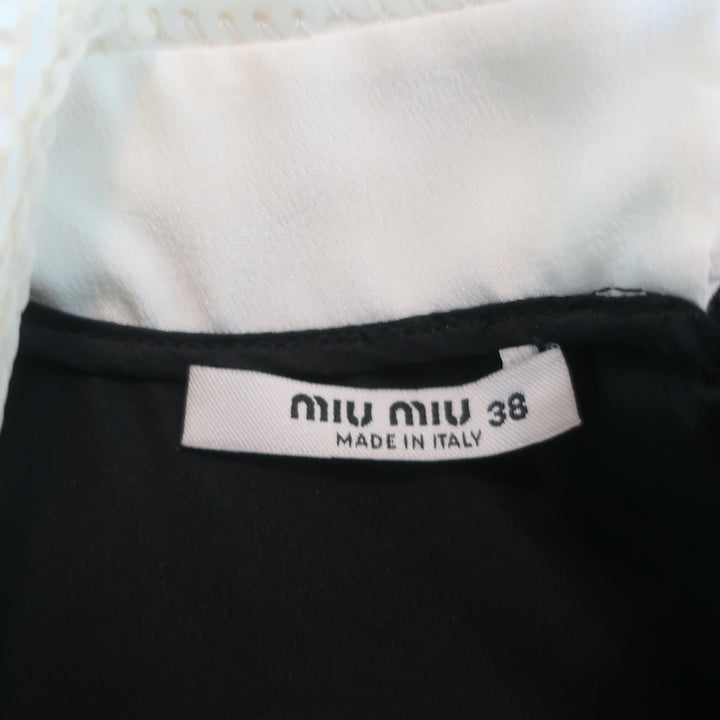 Miu Miu Sequin-Embellished Mini Dress Black Crepe &amp; Chiffon Size 38 Long Sleeve