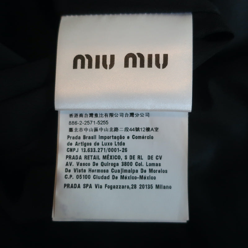 Miu Miu Sequin-Embellished Mini Dress Black Crepe &amp; Chiffon Size 38 Long Sleeve