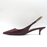 Gucci Signoria Logo Chain Slingback Pumps Burgundy Patent Leather Size 38.5 NEW