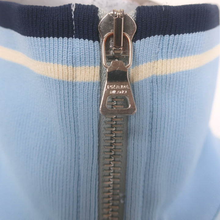 Prada Sport Cropped Track Jacket Light Blue Nylon Size Small