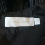 Jonathan Simkhai Blouson-Sleeve Drawstring Top Black Pleated Satin Size 6