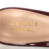 Gucci Signoria Logo Chain Slingback Pumps Burgundy Patent Leather Size 38.5 NEW